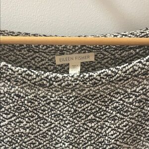 Eileen Fisher Black and White Scooped Neck Women's Sweater